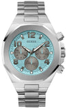  Shop Authentic Guess Empire Chronograph Quartz Sky Blue Dial Silver Steel Strap Watch For Men - GW0489G3 - Luxxuri