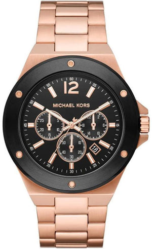  Shop Authentic Michael Kors Lennox Chronograph Black Dial Rose Gold Steel Strap Watch For Men - MK8940 - Luxxuri