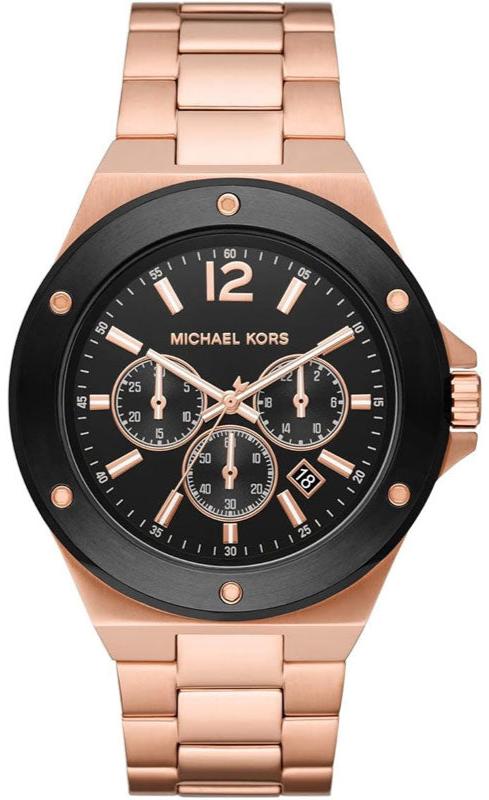  Shop Authentic Michael Kors Lennox Chronograph Black Dial Rose Gold Steel Strap Watch For Men - MK8940 - Luxxuri