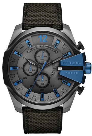  Shop Authentic Diesel Mega Chief Chronograph Black Dial Black Leather Strap Watch For Men - DZ4500 - Luxxuri