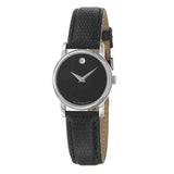  Shop Authentic Movado Museum Black Dial Black Leather Strap Watch For Women - 2100004 - Luxxuri