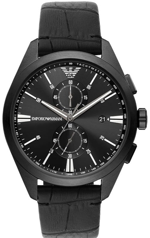  Shop Authentic Emporio Armani Claudio Chronograph Black Dial Black Leather Strap Watch For Men - AR11483 - Luxxuri