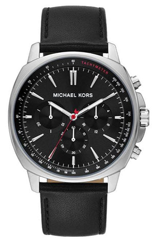  Shop Authentic Michael Kors Sullivan Chronograph Black Dial Black Leather Strap Watch For Men - MK8997 - Luxxuri