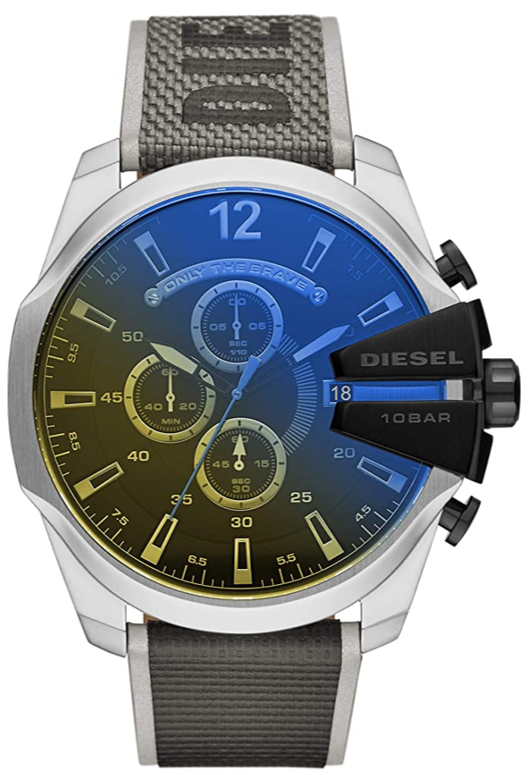  Shop Authentic Diesel Mega Chief Quartz Black Dial Grey Leather Strap Watch For Men - DZ4523 - Luxxuri