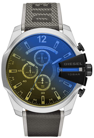  Shop Authentic Diesel Mega Chief Quartz Black Dial Grey Leather Strap Watch For Men - DZ4523 - Luxxuri