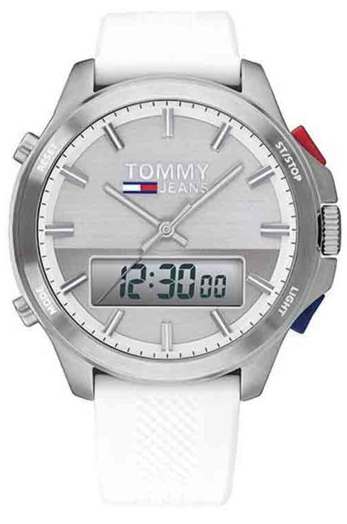  Shop Authentic Tommy Hilfiger Digital Silver Dial White Silicone Strap Watch For Men - 1791764 - Luxxuri