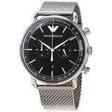 Shop Authentic Emporio Armani Chronograph Black Dial Silver Mesh Bracelet Watch For Men - AR11104 - Luxxuri
