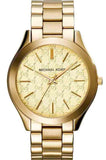  Shop Authentic Michael Kors Slim Runway Gold Dial Gold Steel Strap Watch for Women - MK3335 - Luxxuri