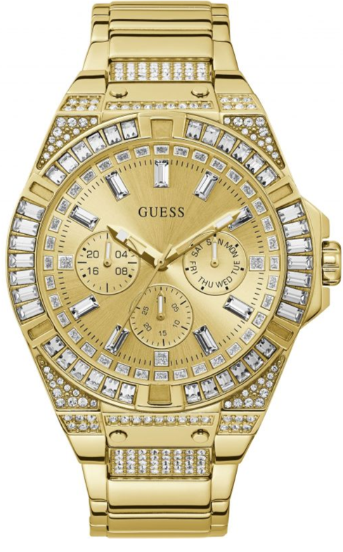  Shop Authentic Guess Zeus Diamonds Gold Dial Gold Steel Strap Watch for Men - GW0209G2 - Luxxuri