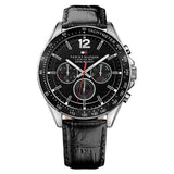  Shop Authentic Tommy Hilfiger Luke Quartz Black Dial Black Leather Strap Watch for Men - 1791117 - Luxxuri