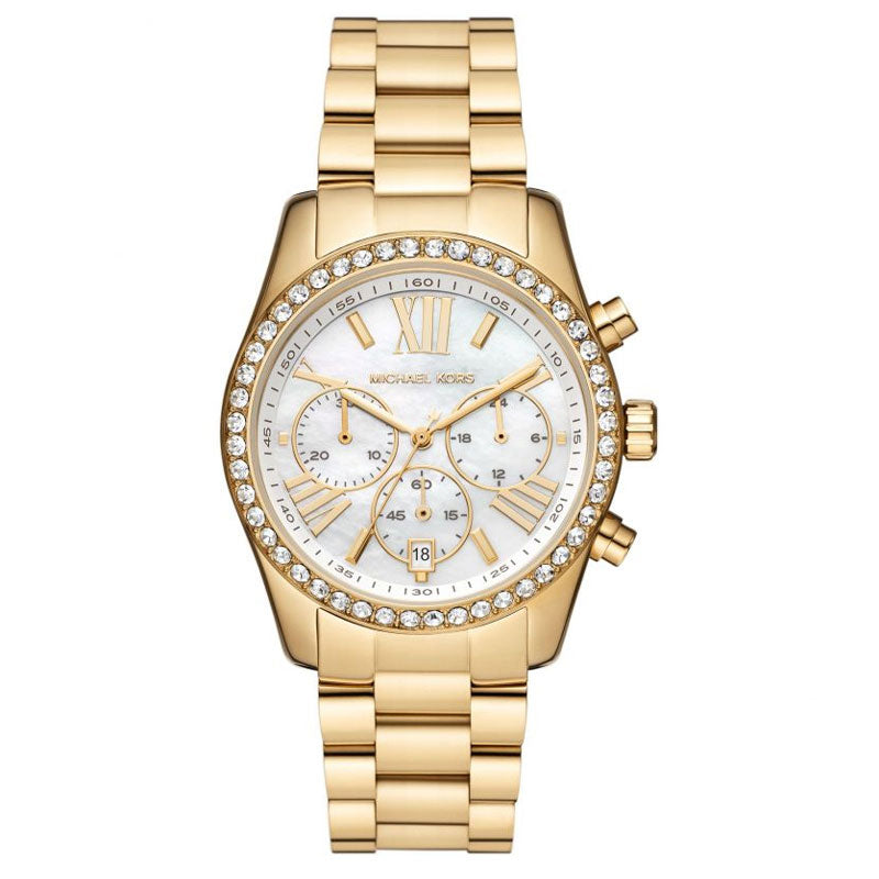  Shop Authentic Michael Kors Lexington Mother of Pearl White Dial Gold Steel Strap Watch For Women - MK7241 - Luxxuri