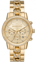  Shop Authentic Michael Kors Ritz Chronograph Gold Dial Gold Steel Strap Watch For Women - MK6937 - Luxxuri
