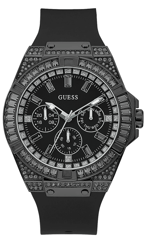  Shop Authentic Guess Zeus Multifunction Crystals Black Dial Black Silicone Strap Watch For Men - GW0208G5 - Luxxuri