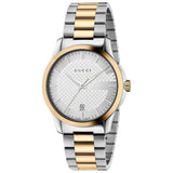  Shop Authentic Gucci G Timeless Quartz Silver Dial Two Tone Steel Strap Watch For Men - YA126450 - Luxxuri