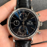  Shop Authentic IWC Portofino Chronograph Black Dial Black Leather Strap Watch for Men - IW391008 - Luxxuri