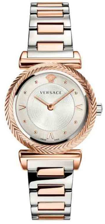  Shop Authentic Versace V-Motif Silver Dial Two Tone Steel Strap Watch for Women - VERE00718 - Luxxuri