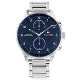  Shop Authentic Tommy Hilfiger Chase Multifunction Blue Dial Silver Steel Strap Watch for Men - 1791575 - Luxxuri
