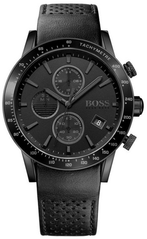  Shop Authentic Hugo Boss Rafale Chronograph Black Dial Black Leather Strap Watch For Men - 1513456 - Luxxuri