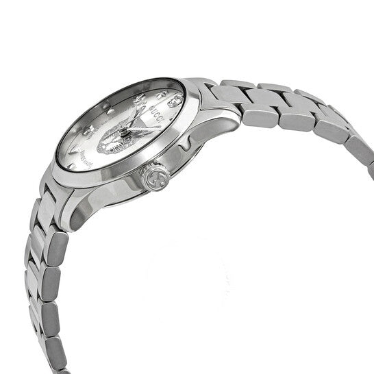  Shop Authentic Gucci G Timeless Quartz Silver Dial Silver Steel Strap Watch For Women - YA126595 - Luxxuri
