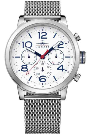  Shop Authentic Tommy Hilfiger Jake Quartz White Dial Silver Mesh Bracelet Watch for Men - 1791233 - Luxxuri