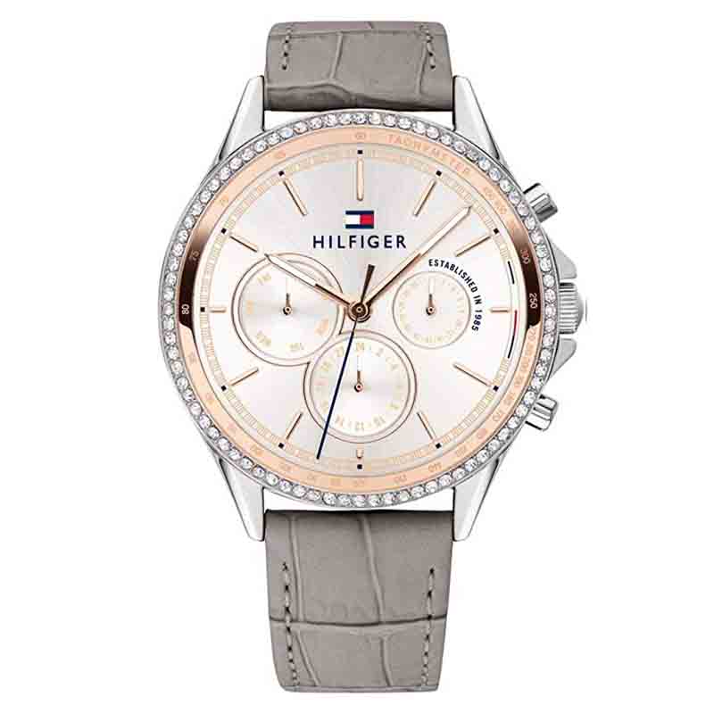  Shop Authentic Tommy Hilfiger Ari Diamonds White Dial Grey Leather Strap Watch for Women - 1781980 - Luxxuri