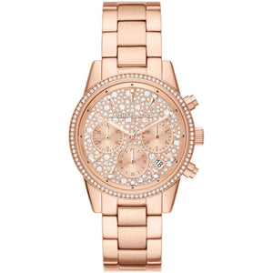  Shop Authentic Michael Kors Ritz Chronograph Rose Gold Dial Rose Gold Steel Strap Watch For Women - MK7302 - Luxxuri