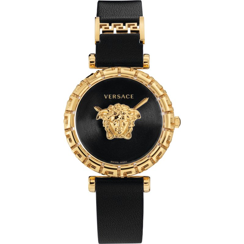  Shop Authentic Versace Palazzo Empire Greca Black Dial Black Leather Strap Watch for Women - VEDV00119 - Luxxuri