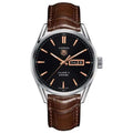 Tag Heuer Carrera Automatic Black Dial Brown Leather Strap Watch for Men - WAR201C.FC6291
