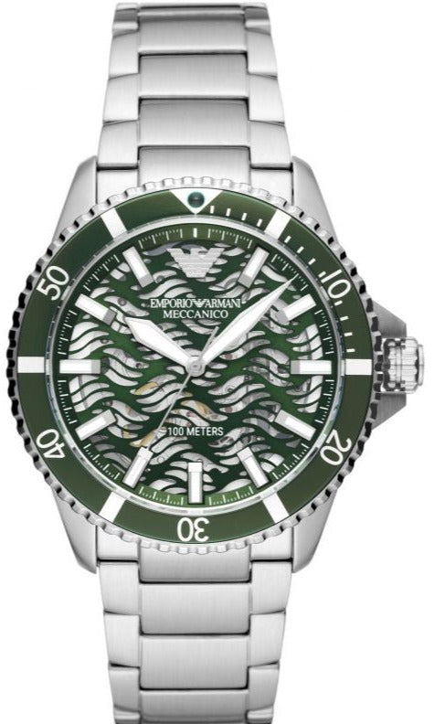  Shop Authentic Emporio Armani Diver Automatic Green Dial Silver Steel Strap Watch For Men - AR60061 - Luxxuri