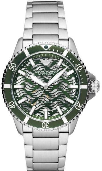  Shop Authentic Emporio Armani Diver Automatic Green Dial Silver Steel Strap Watch For Men - AR60061 - Luxxuri