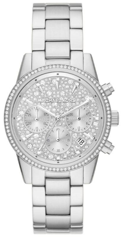  Shop Authentic Michael Kors Ritz Chronograph Crystals Silver Dial Silver Steel Strap Watch For Women - MK7301 - Luxxuri