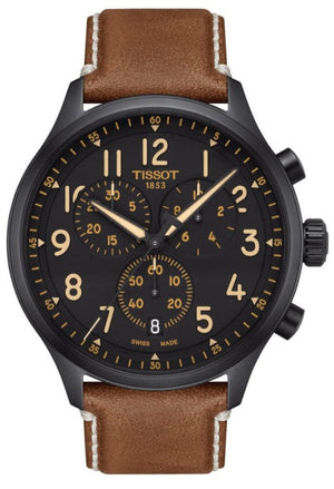  Shop Authentic Tissot Chrono XL Quartz Black Dial Brown Leather Strap Watch For Men - T116.617.36.052.03 - Luxxuri