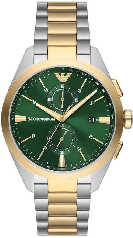  Shop Authentic Emporio Armani Claudio Chronograph Green Dial Two Tone Steel Strap Watch For Women - AR11511 - Luxxuri