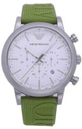  Shop Authentic Emporio Armani Chronograph White Dial Green Rubber Strap Watch For Men - AR11022 - Luxxuri