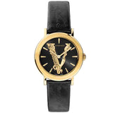  Shop Authentic Versace Virtus Quartz Black Dial Black Leather Strap Watch for Women - VEHC00119 - Luxxuri