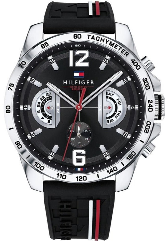  Shop Authentic Tommy Hilfiger Decker Quartz Black Dial Black Rubber Strap Watch for Men - 1791473 - Luxxuri