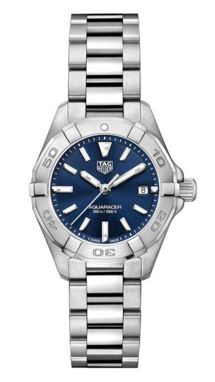  Shop Authentic Tag Heuer Aquaracer Blue Dial Silver Steel Strap Watch for Women - WBD1412.BA0741 - Luxxuri