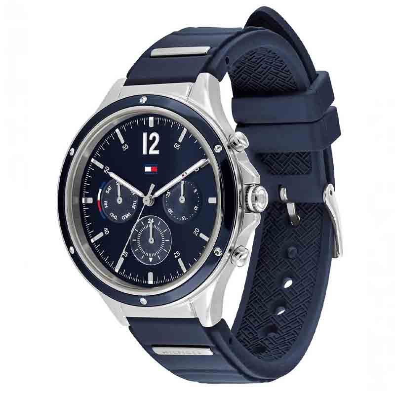  Shop Authentic Tommy Hilfiger Eve Chronograph Quartz Blue Dial Blue Rubber Strap Watch For Women - 1782281 - Luxxuri
