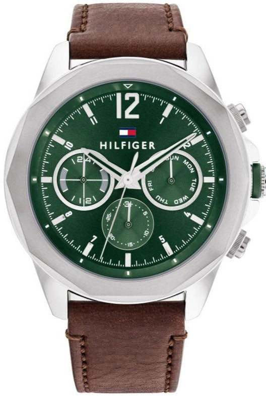  Shop Authentic Tommy Hilfiger Lars Chronograph Green Dial Brown Leather Strap Watch For Men - 1792064 - Luxxuri