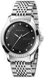  Shop Authentic Gucci G Timeless Diamonds Black Dial Silver Steel Strap Watch For Women - YA126408 - Luxxuri