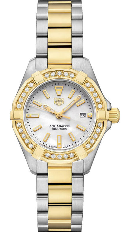  Shop Authentic Tag Heuer Aquaracer Diamonds Mother of Pearl Dial Two Tone Steel Strap Watch for Women - WBD1421.BB0321 - Luxxuri