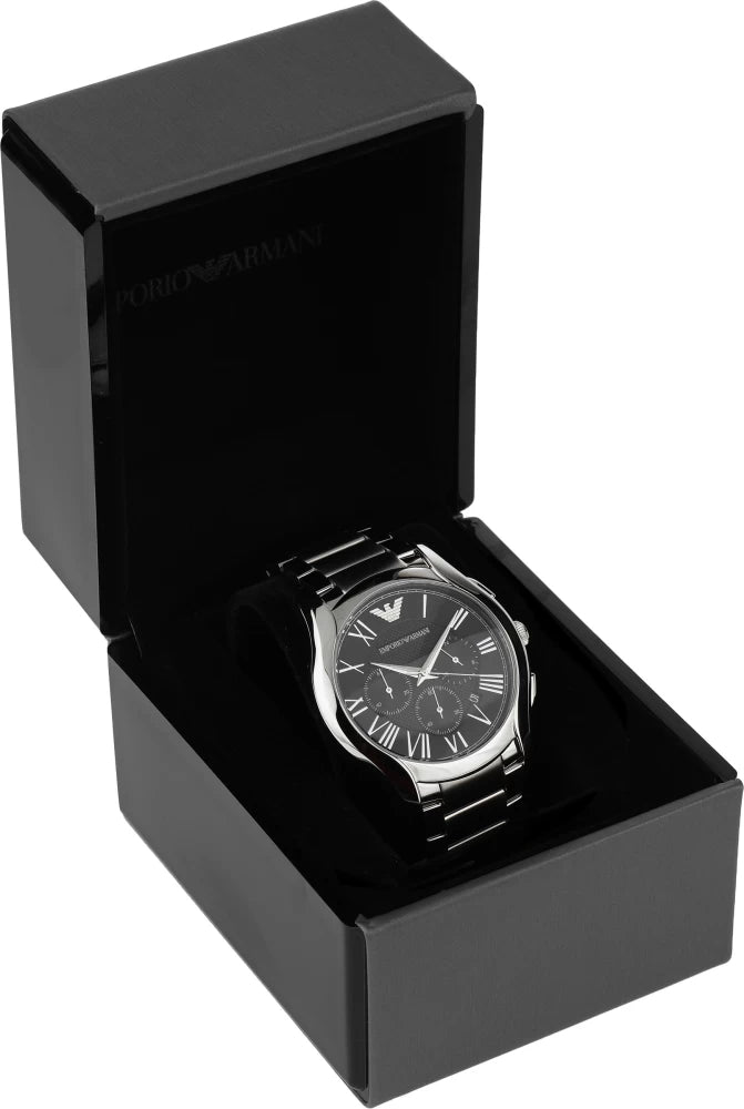  Shop Authentic Emporio Armani Valente Chronograph Quartz Black Dial Silver Steel Strap Watch For Men - AR11083 - Luxxuri