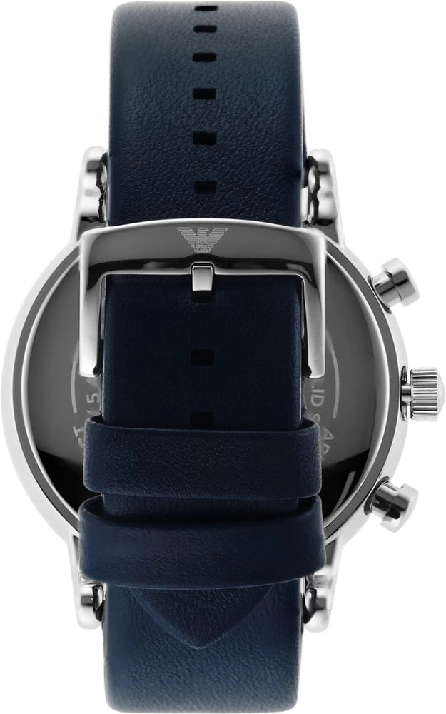  Shop Authentic Emporio Armani Luigi Chronograph Blue Dial Black Leather Strap Watch For Men - AR1736 - Luxxuri