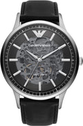  Shop Authentic Emporio Armani Meccanico Skeleton Automatic Black Dial Black Leather Strap Watch for Men - AR60038 - Luxxuri
