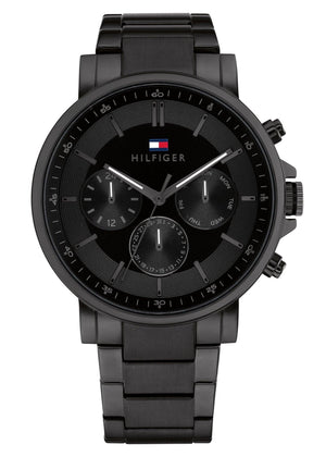  Shop Authentic Tommy Hilfiger Tyson Chronograph Black Dial Black Steel Strap Watch For Men - 1710590 - Luxxuri