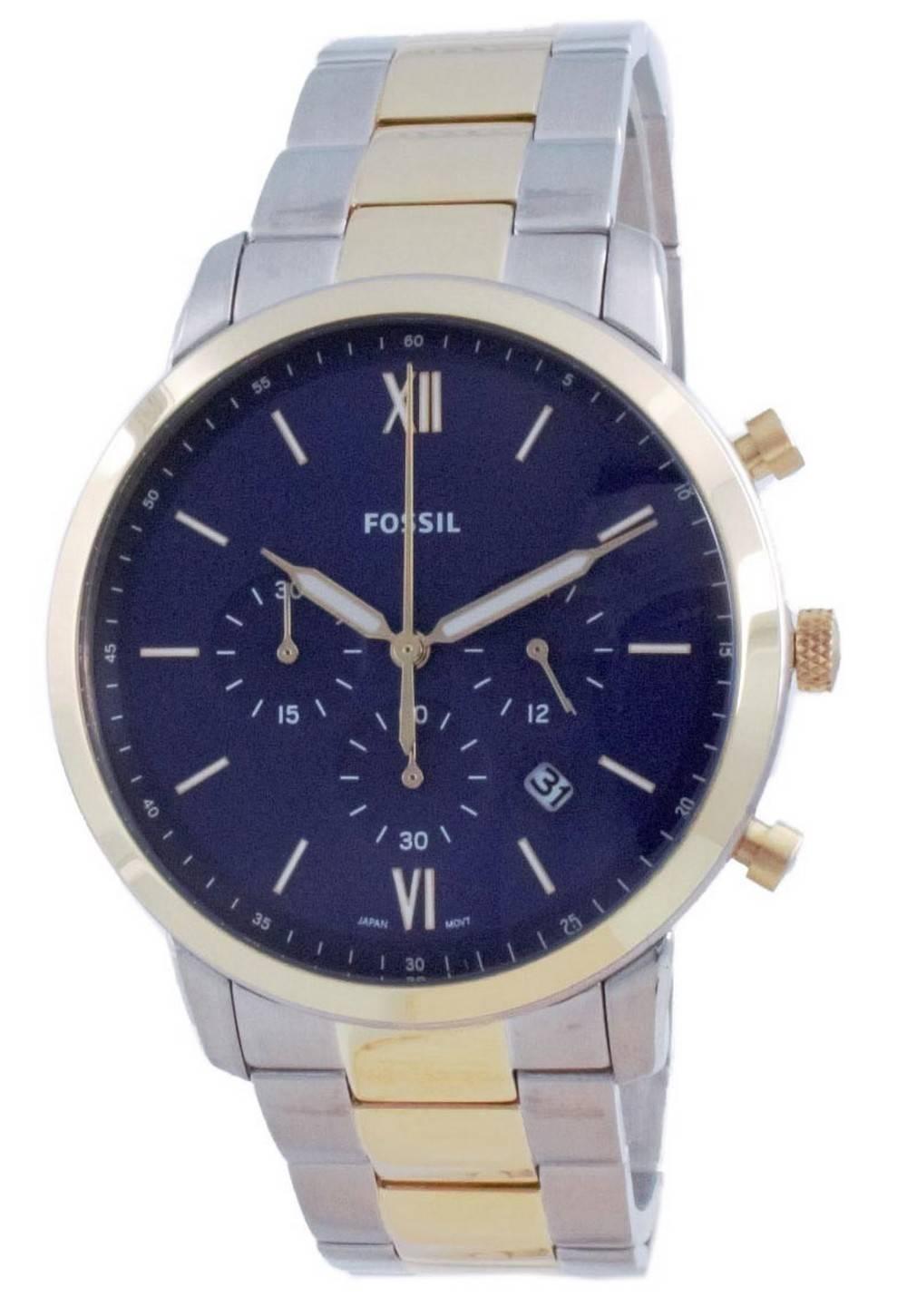  Shop Authentic Fossil Neutra Chronograph Blue Dial Two Tone Steel Strap Watch for Men - FS5706 - Luxxuri