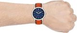  Shop Authentic Fossil Minimalist Blue Dial Brown Leather Strap Watch for Men - FS5304 - Luxxuri