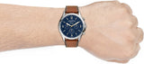  Shop Authentic Fossil Forrester Chronograph Blue Dial Brown Leather Strap Watch for Men -  S5607 - Luxxuri