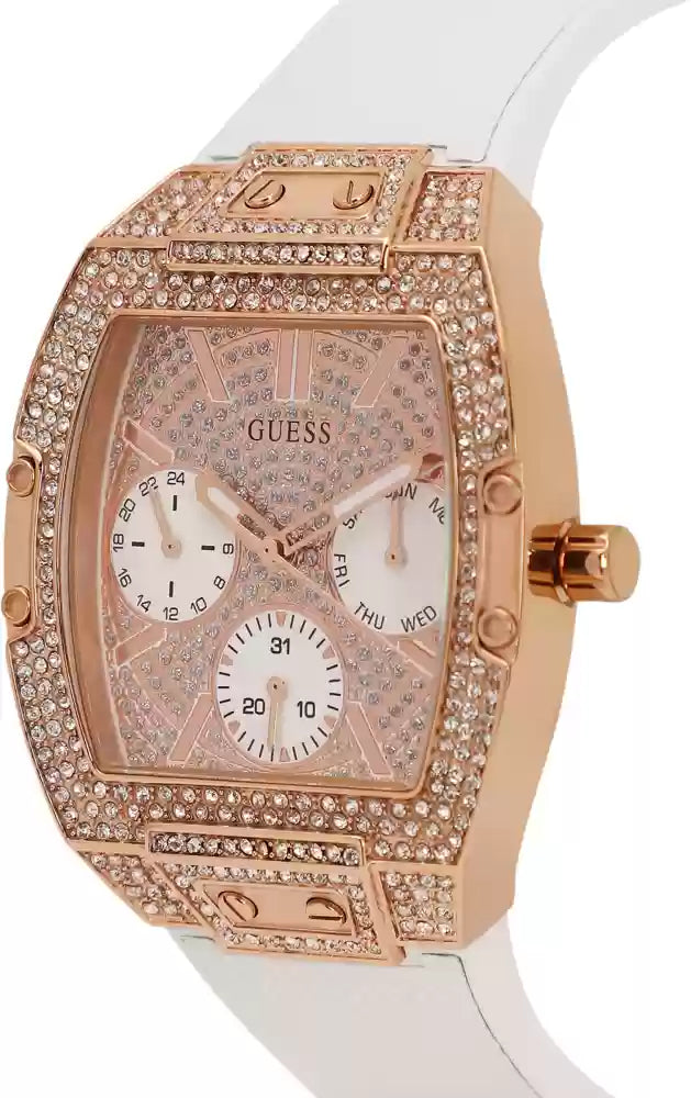  Shop Authentic Guess Raven Diamonds Rose Gold Dial White Silicone Strap Watch for Women - GW0105L3 - Luxxuri