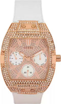  Shop Authentic Guess Raven Diamonds Rose Gold Dial White Silicone Strap Watch for Women - GW0105L3 - Luxxuri